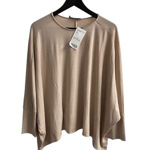MNG Suit Oversized Batwing Sleeve Top Tunic Beige Neutral Size‎ Medium NWT